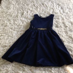 A velvet navy blue dress